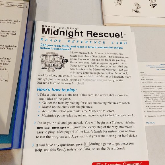 Vtg 1989 The Learning Company Super Solvers Midnight Rescue PC IBM Tandy - Picture 5 of 8